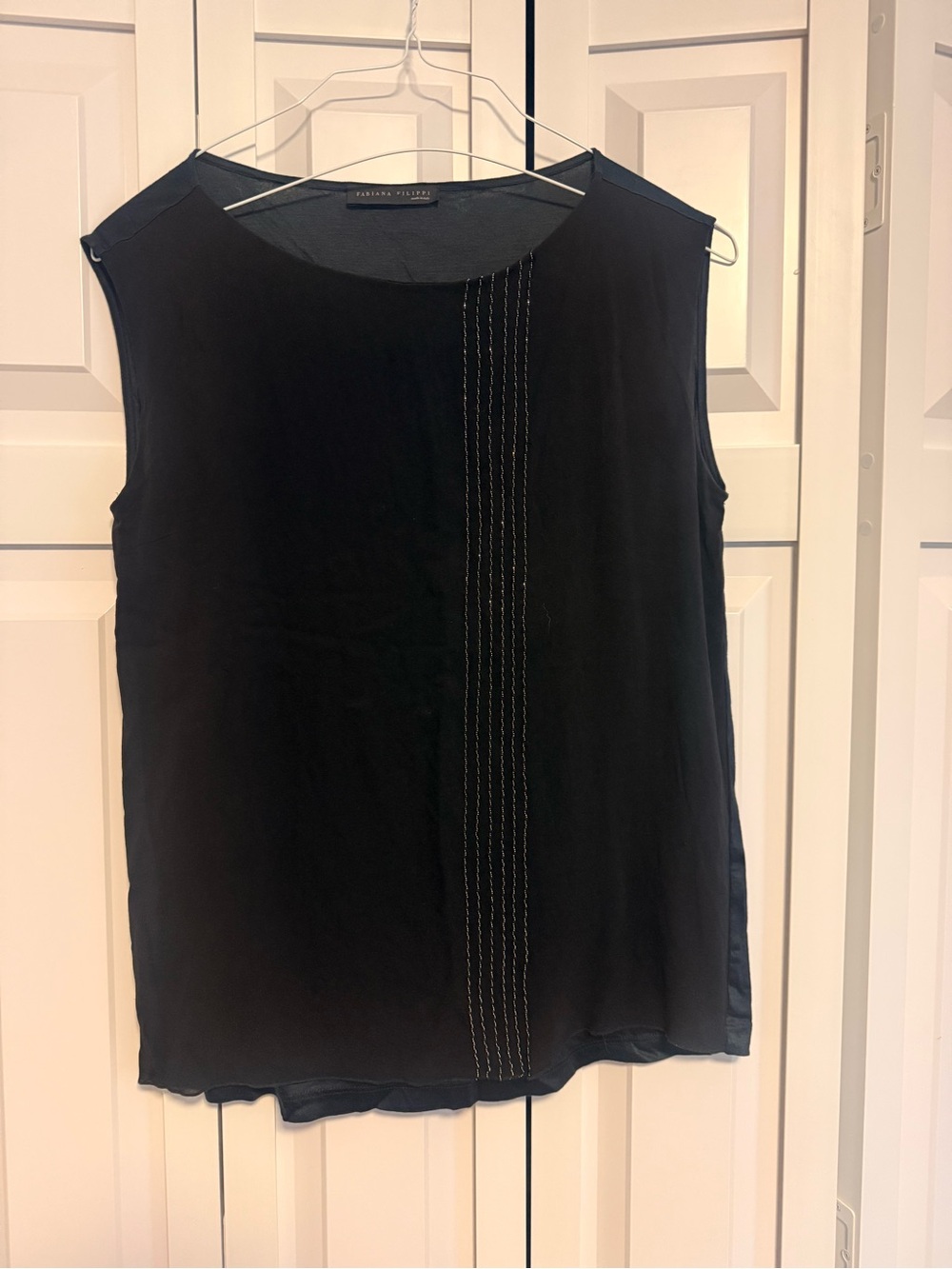 Banana Republic Black Sleeveless Camisole with Vertical Stitch Detail